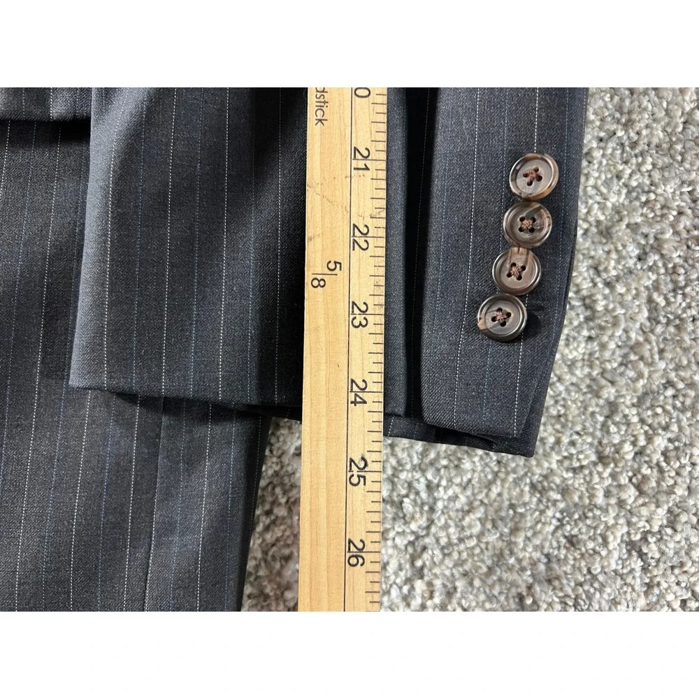 Lauren Ralph Lauren Mens Gray 46R Pinstripe 100% Wool 2 Piece Suit (Pants 38x31)